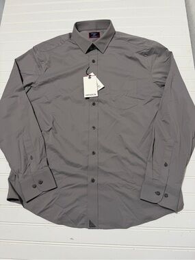 Untukit Gironde  Performance Gray Long Sleeve Button Shirt Large NWT